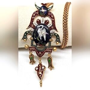 Elegant Multicolor Crane Pendant Necklace